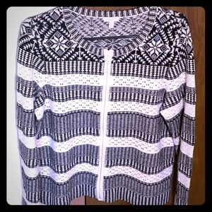 Woman’s Talbots Zip Printed Sweatshirt Black/white